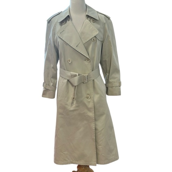 London Fog Classic Double-Breasted Belted Wool zip out liner Trench Coat sz 8P - Picture 15 of 16